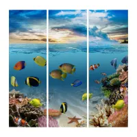 Ocean Underwater Coral Reef Tropical Fish Triptych