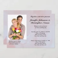 Custom Photo Lavender Mist Marble Wedding Invitation