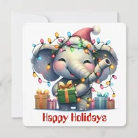 Funny Elephant Holiday Greeting Card