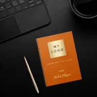 Business logo burnt orange elegant monogram notebook