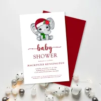 Budget Santa Elephant Baby Shower Invitation