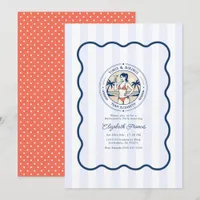 Preppy Coastal Tinis & Bikinis Beach Bachelorette Invitation