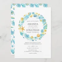 Blue and Yellow Sea Life Wedding Invitation