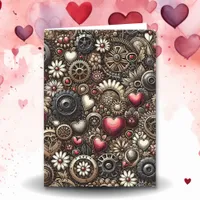 Personalized Steampunk Hearts Valentine's Day Card