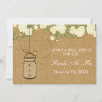 burlap bridal shower Advice Well Wishes Card