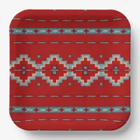 Southwest Mesas Red & Turquoise Geometric Design  Paper Plates