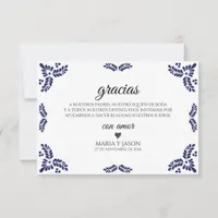 Talavera Black Floral Minimalist Spanish Wedding Thank You Card