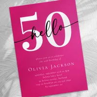 Hello 50 Fiftieth Birthday Party Invitation