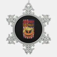 Trumpkin Or Treat Funny Halloween Trumpkin Snowflake Pewter Christmas Ornament