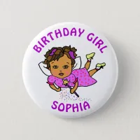 Personalized Pretty Fairy Birthday Girl Button