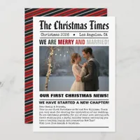Newlywed Our First Christmas Newspaper Style Photo Holiday Card