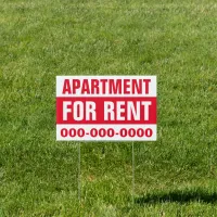 12" x 18" Red Apartment For Rent Yard Sign