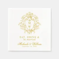 Vintage Regency Monogram Crest Wedding Custom Text Napkins