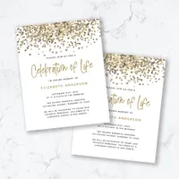 BUDGET Gold Glitter Celebration of Life Invitation