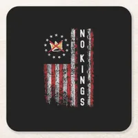 No Kings In America Minimal Clean Square Paper Coaster