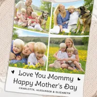 Love You MOMMY Custom Mother's Day 4 Photo Collage Fleece Blanket