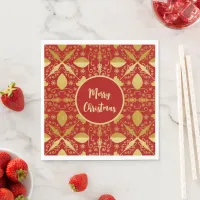 Stylish Red and Gold Christmas  Napkins