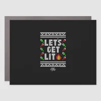 Christmas Funny - Let's Get Lit  Car Magnet