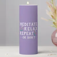 Funny Meditation Mantra | Purple Zen Decor Pillar Candle