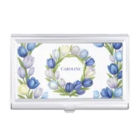 Serenity in Bloom Pastel Tulip Floral Home Decor Business Card Case