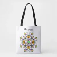 Halloween Mandala Ghosts, Pumpkins, Bats and Skull Tote Bag