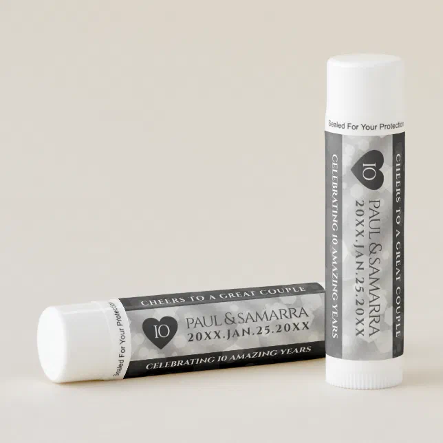 Elegant 10th Tin Wedding Anniversary Celebration Lip Balm