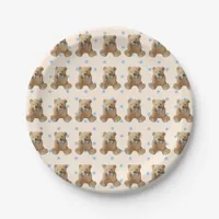 Teddy Bear Blue and Tan Polka Dotted cake  Plate