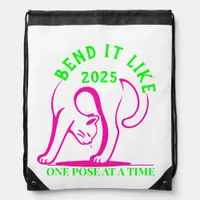 Bend It Like 2025: Yoga Cat Fun Drawstring Bag