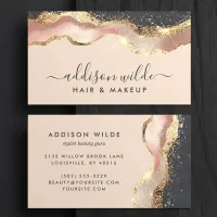 Blush Pink Gray Gold Business Card