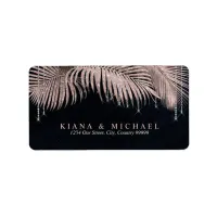 Jewel Palm Leaf Wedding Rose Gold/Navy ID830 Label