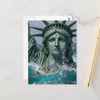 Statue of Liberty Cries and Melts in Water Postcard