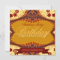 Fabulous Age Tribal Lace Floral Birthday Invitation