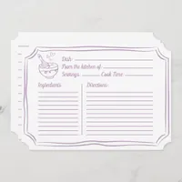 Recipe Card for Bridal Shower Elegant Lavender
