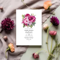 Magenta and Sage Floral Fall Wedding Invitation