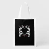Skeleton Hand Heart Valentines Day Funny Couple Grocery Bag