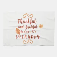 thankful and grateful thanksgiving kitchen towel