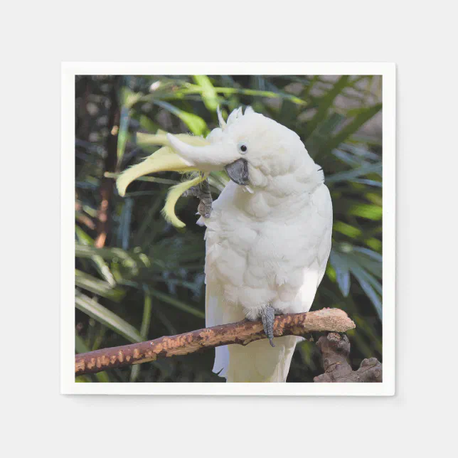 Funny Cute Sulfur-Crested Cockatoo Waves Hello Napkins