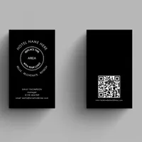 Hotel Guest House QR Code Logo Tagline Black Business Card