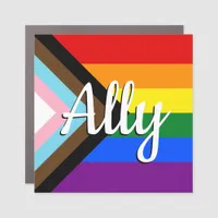 Progress Pride Flag Ally Car Magnet