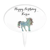 Personalized Unicorn Lovers Happy Birthday Cake Topper