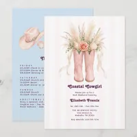 Coastal Cowgirl Pink Preppy Coquette Bachelorette Invitation