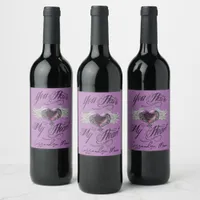 You Have My Heart Pink Personalized Wine Label