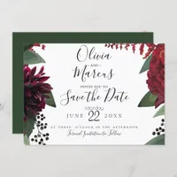 SAVE THE DATE | Elegant Burgundy Marsala Floral Invitation