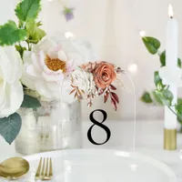 Rustic Terracotta Florals Wedding Table Number