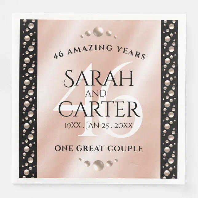 Elegant 46th Pearl Wedding Anniversary Celebration Paper Dinner Napkins