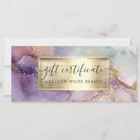 Lilac Glitter Faux Gold Foil Gift Certificate