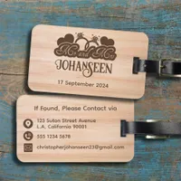 Mr and Mrs Rustic Wood Wedding Newlywed Travel Luggage Tag