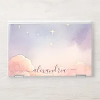 Watercolor Cloudscape Pink Sky With Name HP Laptop Skin