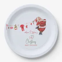 Merry Little Christmas Boy Girl Winter Baby Shower Paper Plates