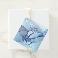 Sparkling Swirls Sweet Sixteen Blue ID652 Favor Tags